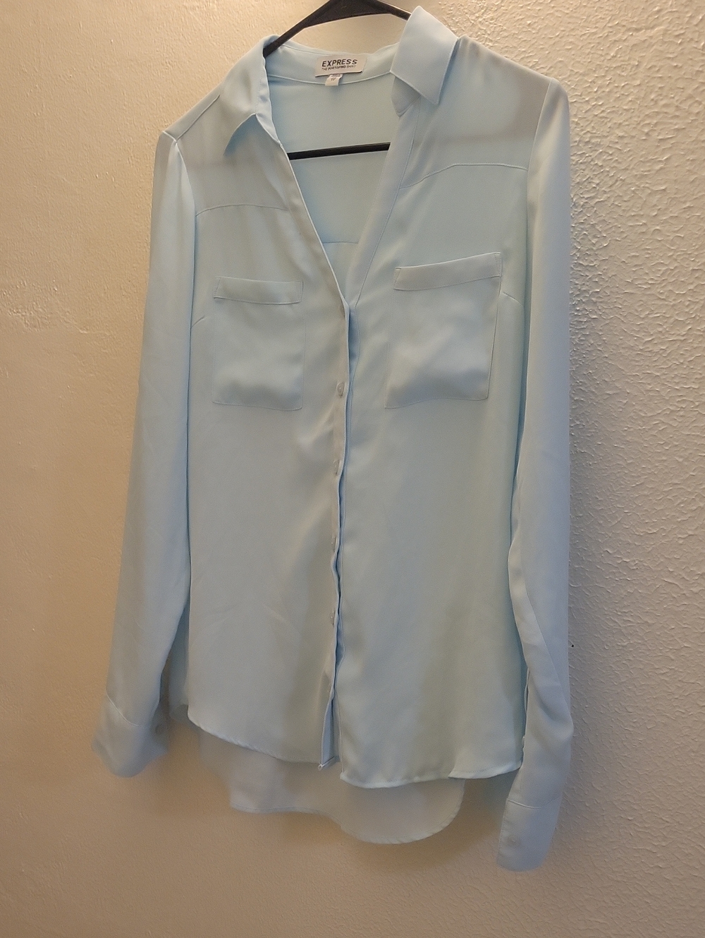 ​Express Light Blue Button Down Long Sleeve Blouse Size XS